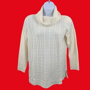SOFT & COZY KAREN SCOTT IVORY CABLE KNIT COWL NECK SWEATER  - L